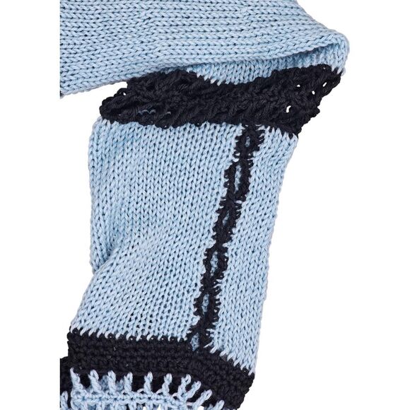 🌀 Handmade‎ Knit + Crochet Bolero Shrug 🖤💙 - Picture 8 of 8